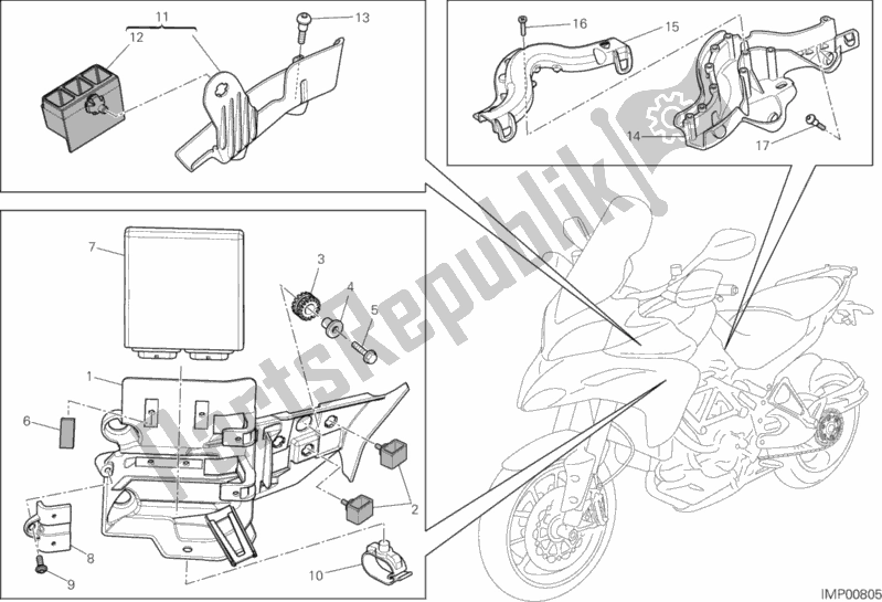 All parts for the Engine Control Unit of the Ducati Multistrada 1200 ABS Brasil 2014
